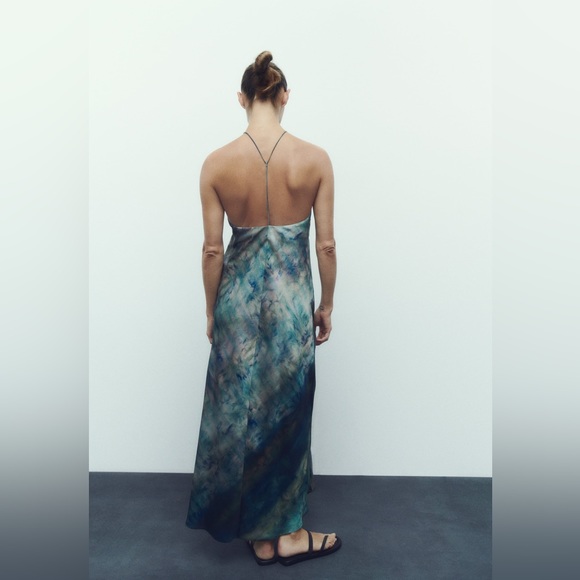 NWT Zara tie-dyed halter slip dress - Picture 3 of 4